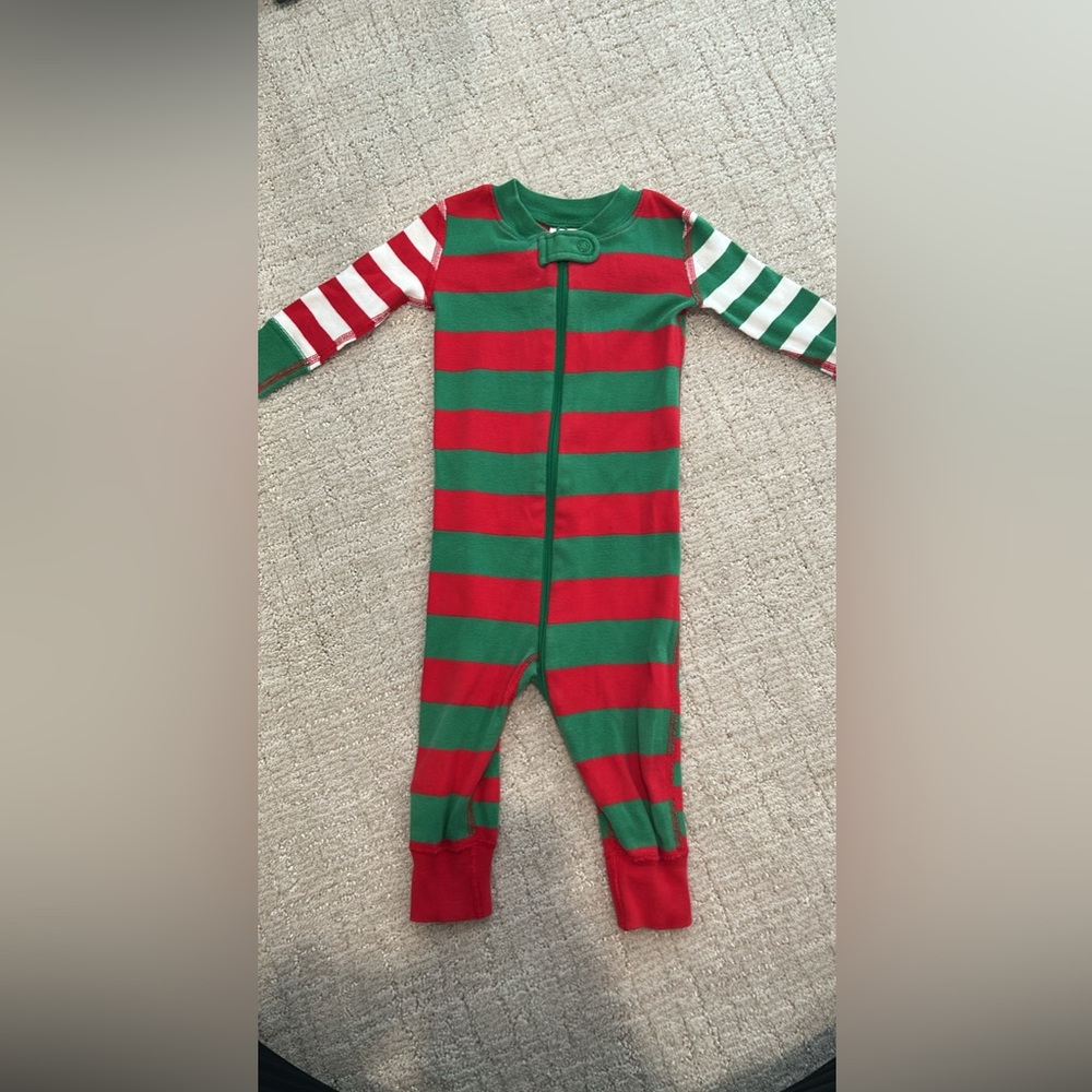 Hanna Andersson Festive Red and Green Striped Footie